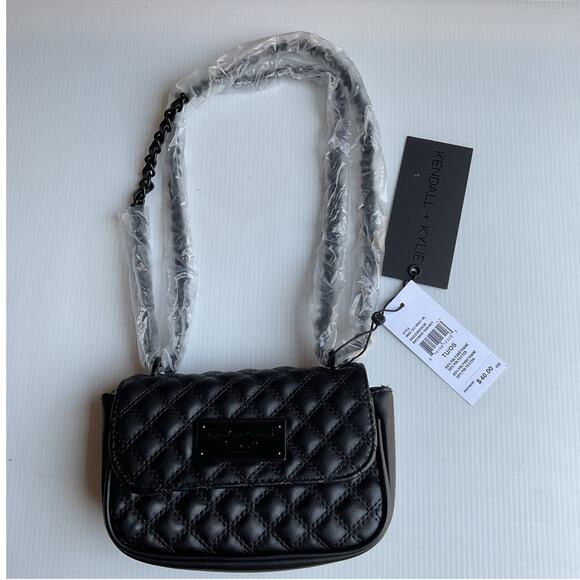 Kendall + Kylie Quilted Crossbody Black Mini Purse Chain Strap NWT - Picture 1 of 9